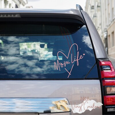 Mom life vinyl decal, Heart decals for car, Vinyl decal sticker, Mom car decal, Mama decals, Car decal - image1